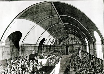Een bijeenkomst van de Jacobijnse Club, 1791 door Louis Joseph I Masquelier